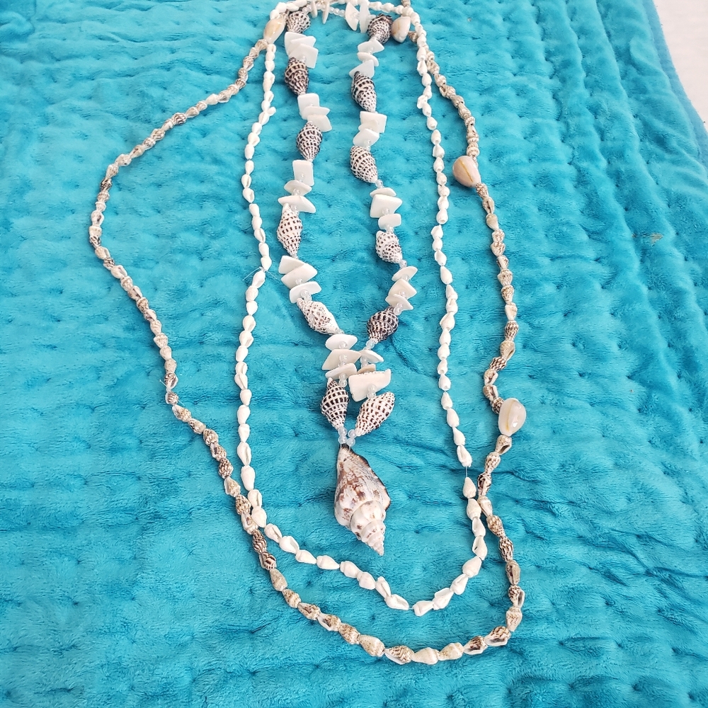 3 Pk Handmade Elegant Shell & Bead Necklace